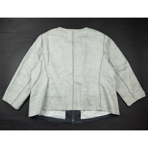 Lafayette 148 Tweed Zip Jacket Women's 3X Linen Blend Geometric Full Zip Blazer - Picture 3 of 16